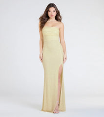 Cindy Beaded Strapless Column Formal Dress