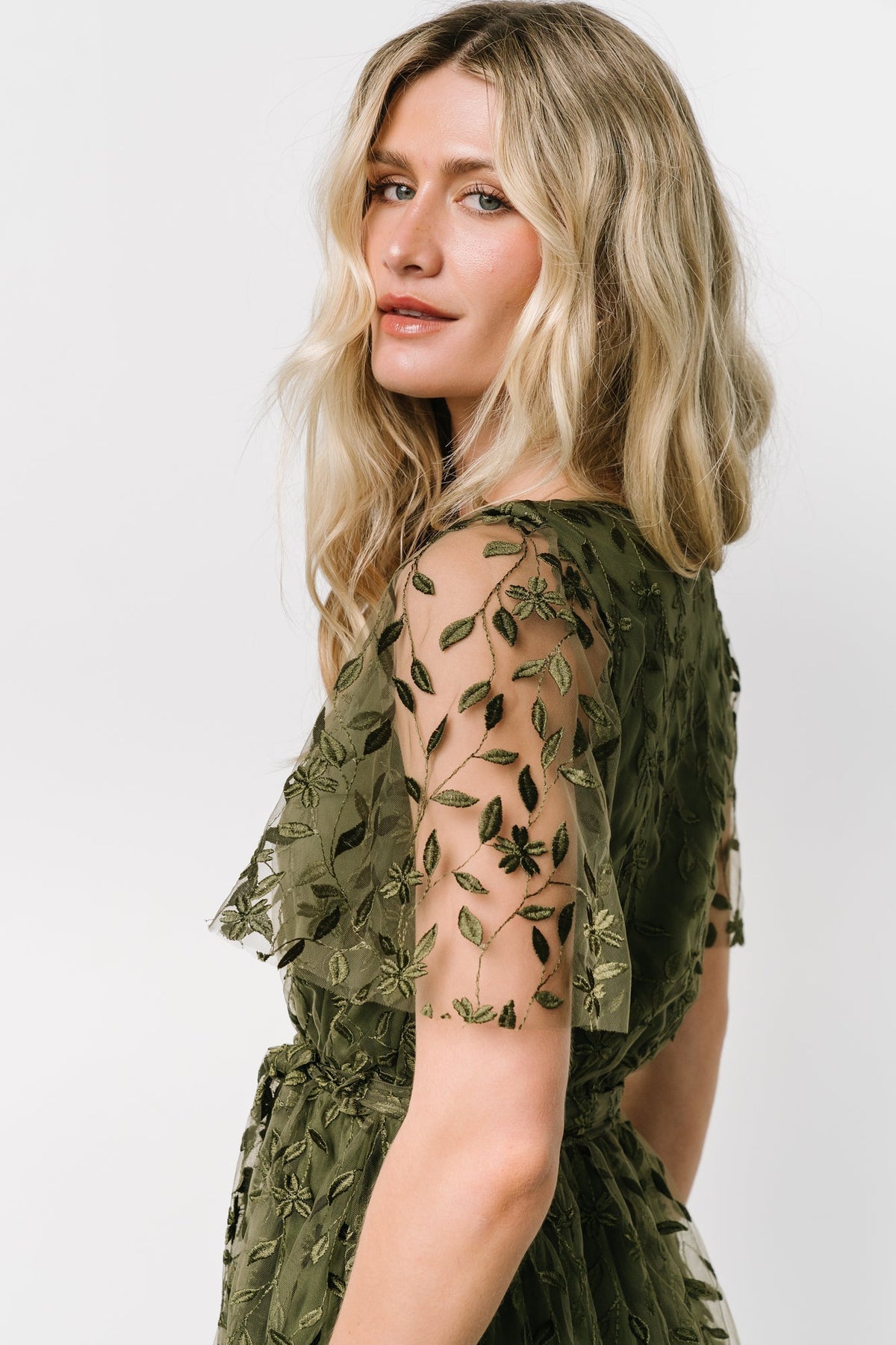 Marseille Embossed Maxi Dress | Olive