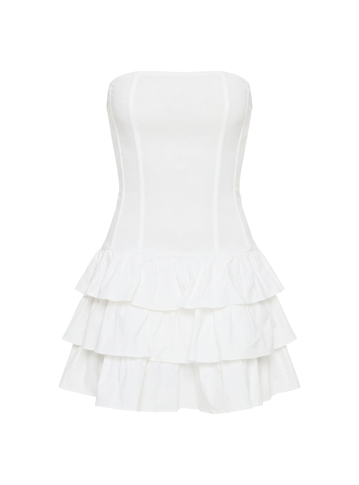 Valentia Tiered Mini Dress White