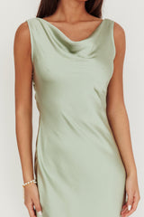 Take Care Backless Sash Maxi Dress Pistachio