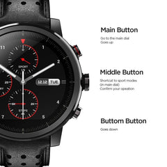 Amazfit Stratos+ Leather Strap Smartwatch - Professional