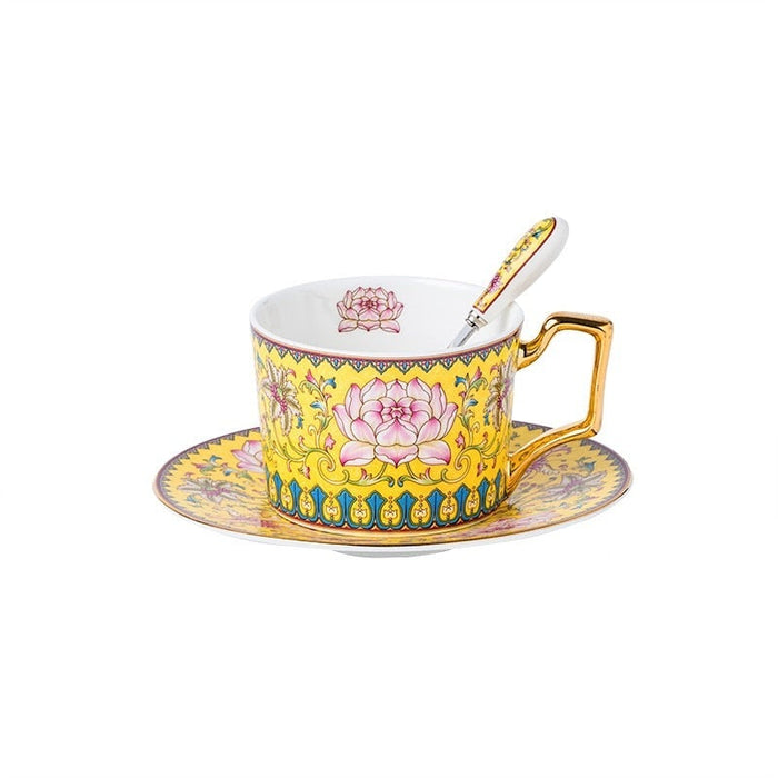 Experience Luxury - Snow Lotus Porcelain Coffee Cup and Saucer Set