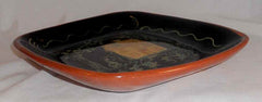 Glazed Oley Valley Pottery Pa Redware Moravian Style Square Plate House & People