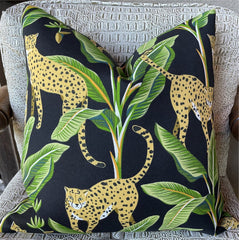 Indoor Outdoor Leopard Pillow Cover in Black or Cream - Annabel Bleu
