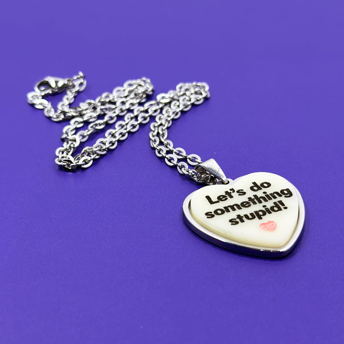 Let's Do Something Stupid - Ivory - Acrylic and Metal Necklace