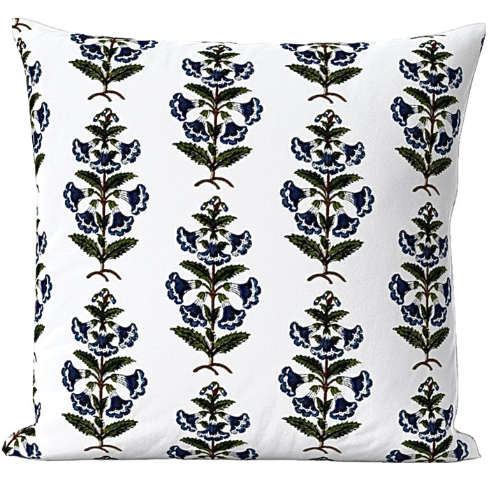 Spruce Berry Petunia Block Printed Canvas Pillow Cover: Available in 10 Sizes - Annabel Bleu
