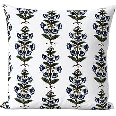 Spruce Berry Petunia Block Printed Canvas Pillow Cover: Available in 10 Sizes - Annabel Bleu