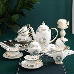 Royal Affair: Gold-Painted Noble Pattern Ceramic Coffee & Tea Set