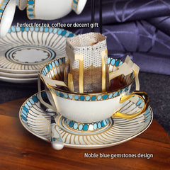 Royal Affair: Gold-Painted Noble Pattern Ceramic Coffee & Tea Set
