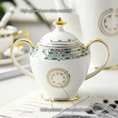 Royal Affair: Gold-Painted Noble Pattern Ceramic Coffee & Tea Set