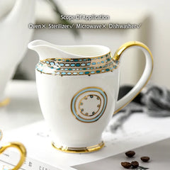 Royal Affair: Gold-Painted Noble Pattern Ceramic Coffee & Tea Set