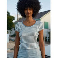 Scoop Tee - Navy Stripe