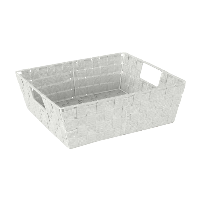 Simplify Large 13" Woven Strap Storage Bin-Heather Gray