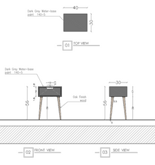 Single Bed Side Table Dark Grey