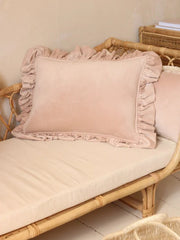 Soft Velvet Cushion with Frill Latte