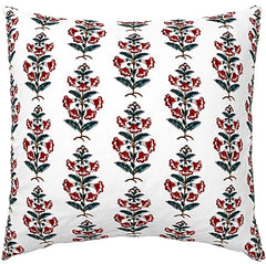Spruce Berry Petunia Block Printed Canvas Pillow Cover: Available in 10 Sizes - Annabel Bleu