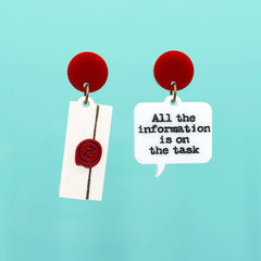 Task Envelope Hanging Post Earrings