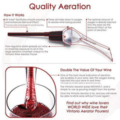 Vintorio Wine Aerator Pourer - Premium Aerating Pourer and Decanter Spout (Black)