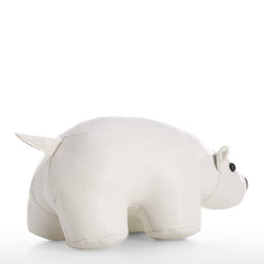 White Bear Leather Door Stopper - Cute & Stylish Kids Bedroom Accessory
