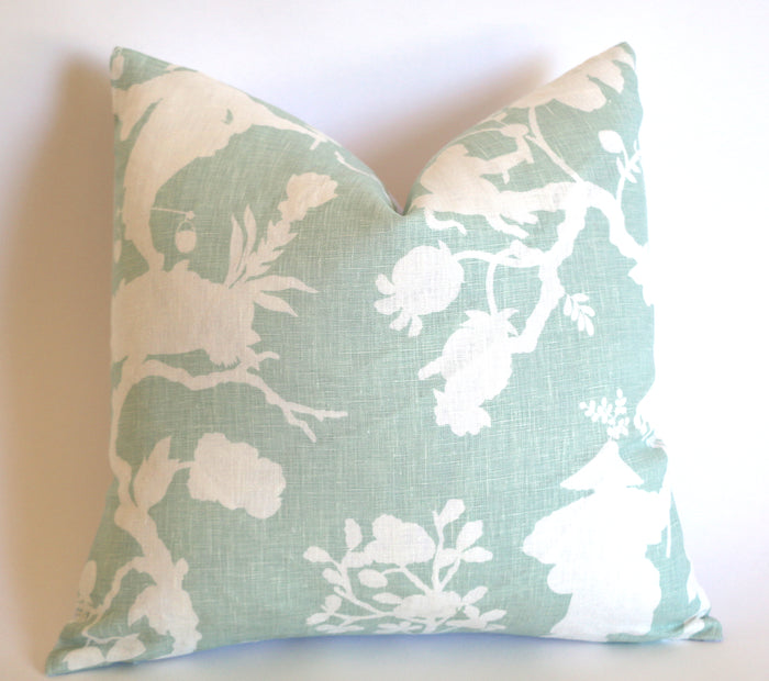 10 Sizes Available: SHANTUNG SILHOUETTE, Mineral / Schumacher Pillow Cover - Annabel Bleu