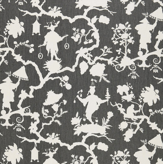10 Sizes Available: SHANTUNG SILHOUETTE, Smoke / Schumacher Pillow Cover - Annabel Bleu