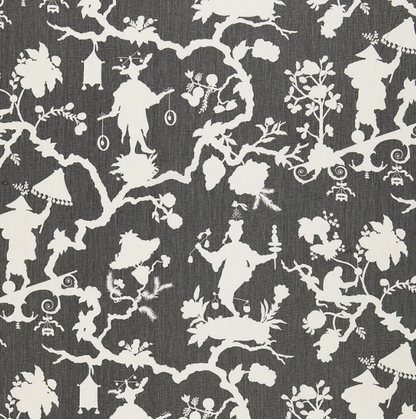 10 Sizes Available: SHANTUNG SILHOUETTE, Smoke / Schumacher Pillow Cover - Annabel Bleu