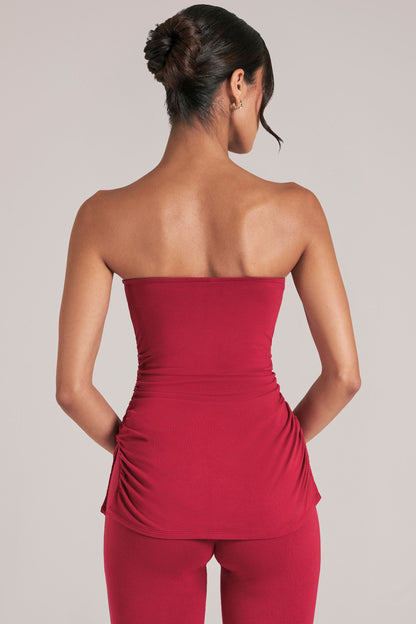 Bandeau Longline Top in Cherry Red