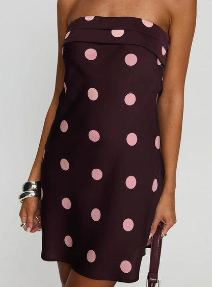 Phillipa Mini Dress Plum / Pink Polka Dot