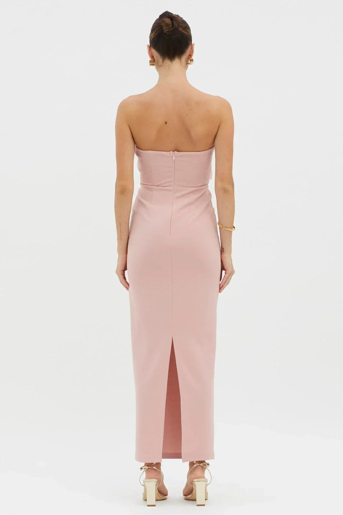 Karaline Strapless Bust Accent Maxi Dress Blush