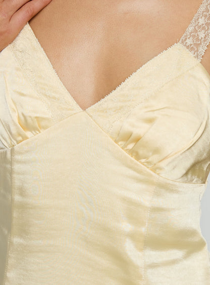 Sybelle Lace Drop Waist Mini Dress Yellow