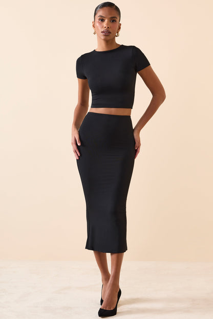 Cap Sleeve Crop Top in Black