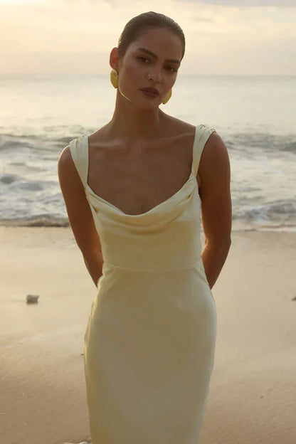 Margot Cowl Neck Satin Maxi Dress