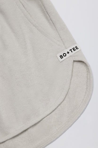 Button-Detail Mid-Rise Shorts in Light Grey