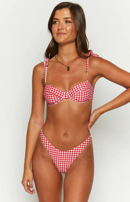 9.0 Swim Bianca Red Gingham Bikini Bottoms