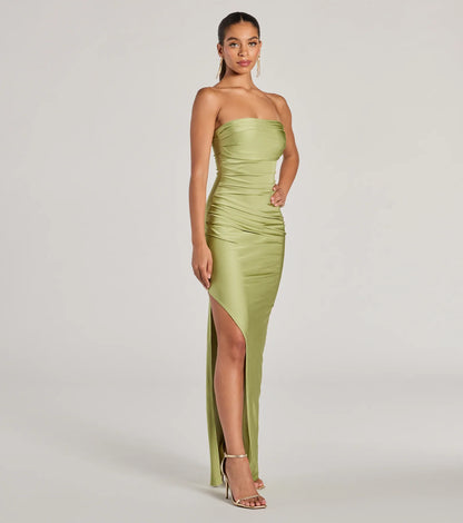 Anisley Strapless High Slit Column Formal Dress