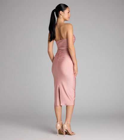 Fabulous Allure Strapless Bodycon Midi Dress