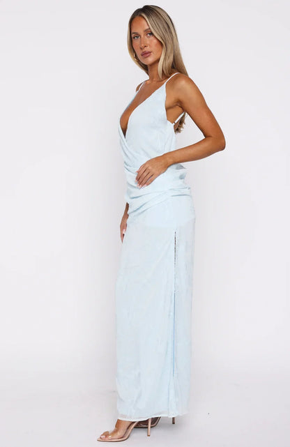 Soft But Sharp Maxi Dress Sky Blue
