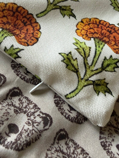 Sale: 20x20 Block Printed Marigold Pillow Cover - Annabel Bleu