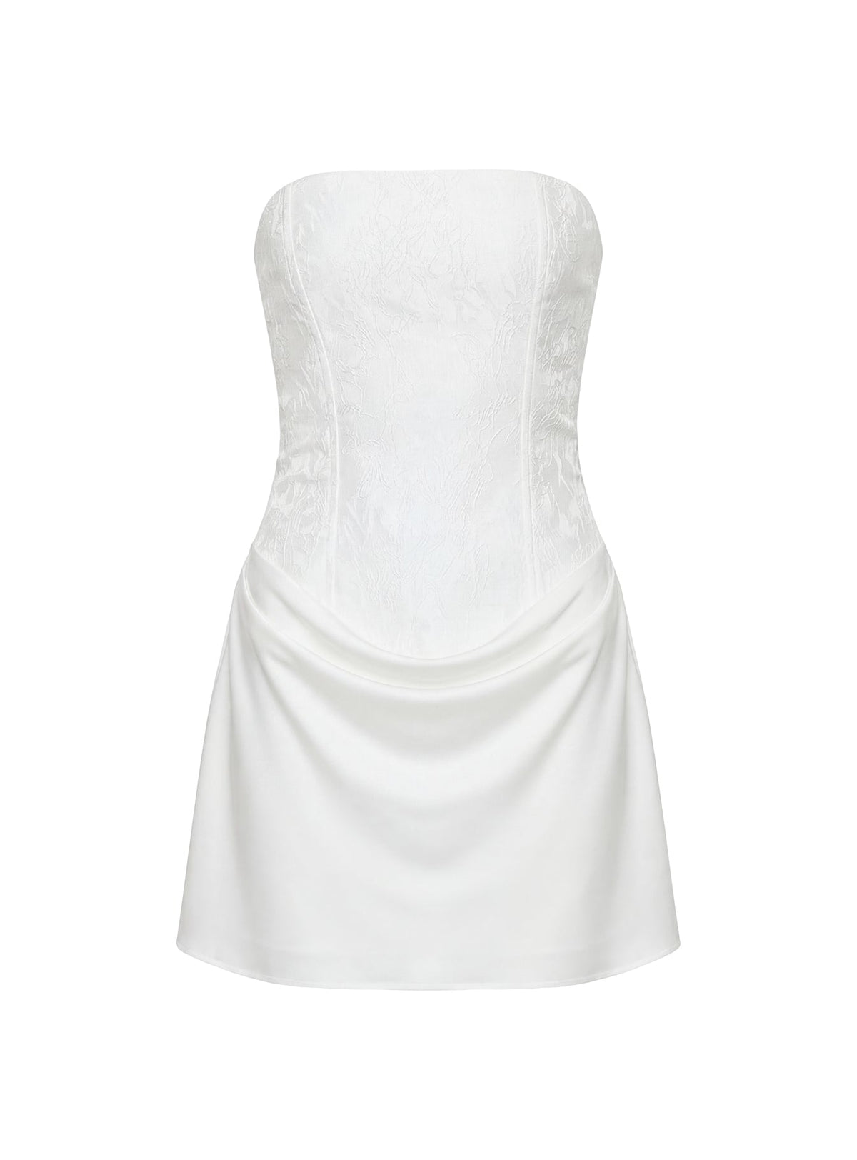 Jenevieve Strapless Drape Mini Dress White