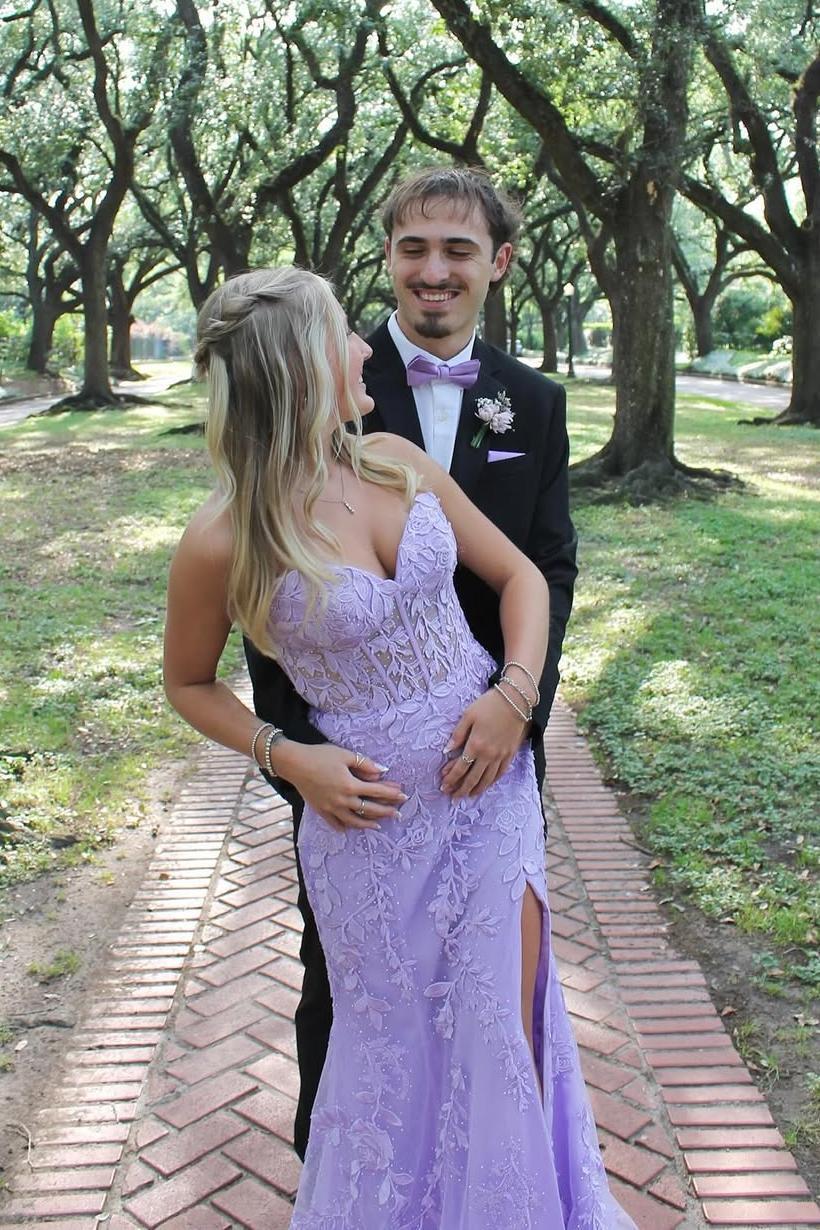 Strapless Hot Pink Lace Mermaid Long Prom Dress