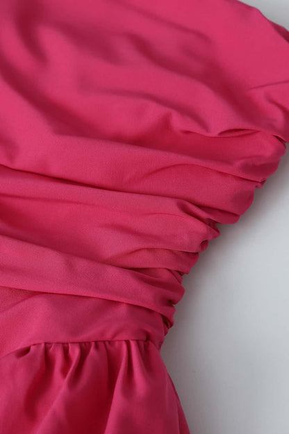 Fuchsia Strapless Ruffle Short Dress