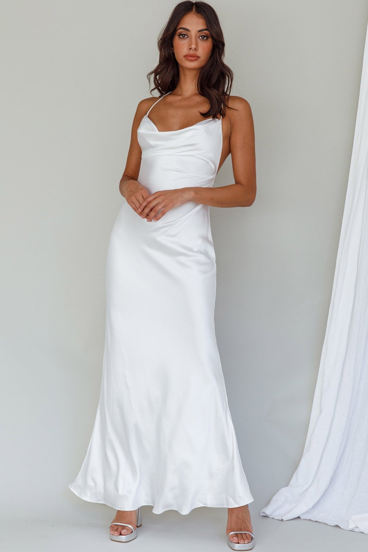 Palma Low Back Strappy Maxi Dress White
