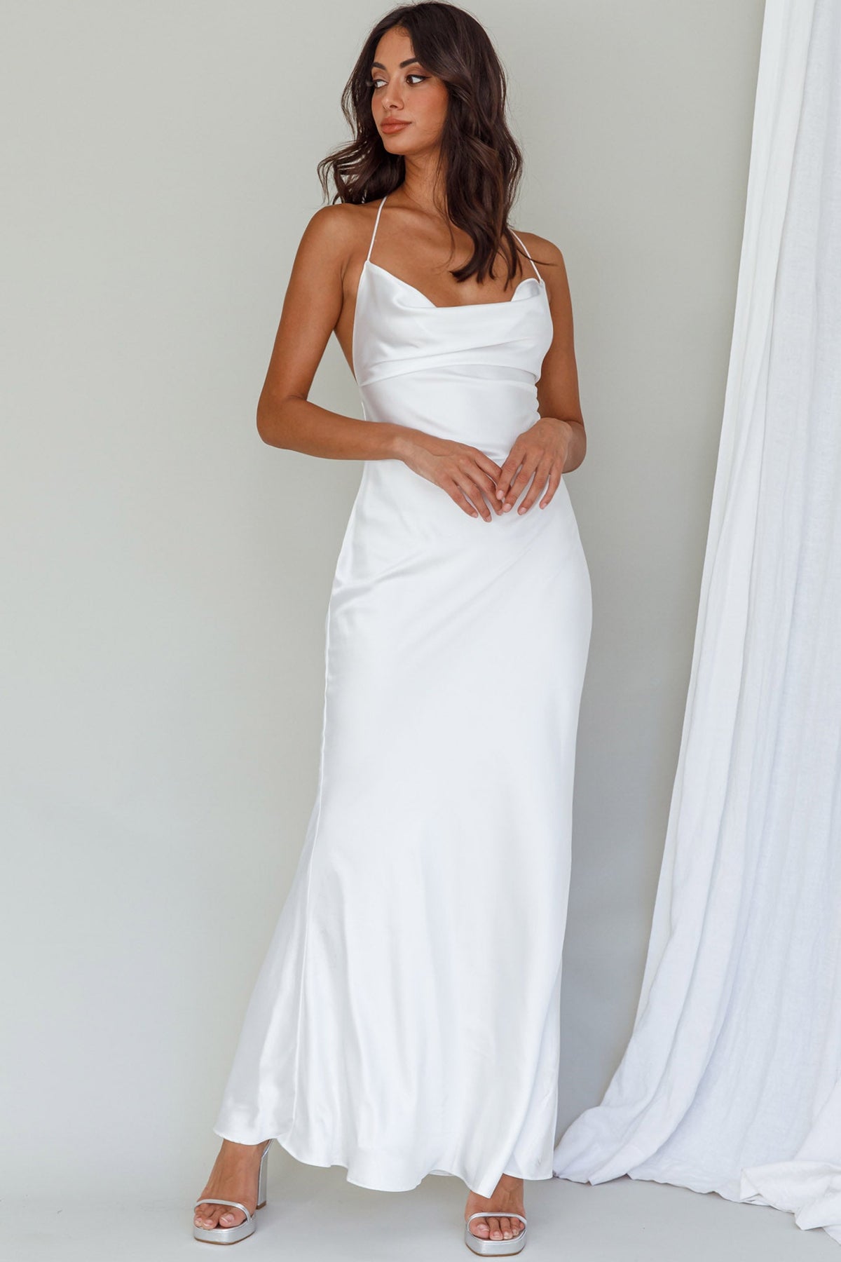 Palma Low Back Strappy Maxi Dress White