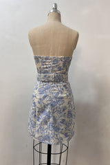Floral Print A-line Short Dress with Belt