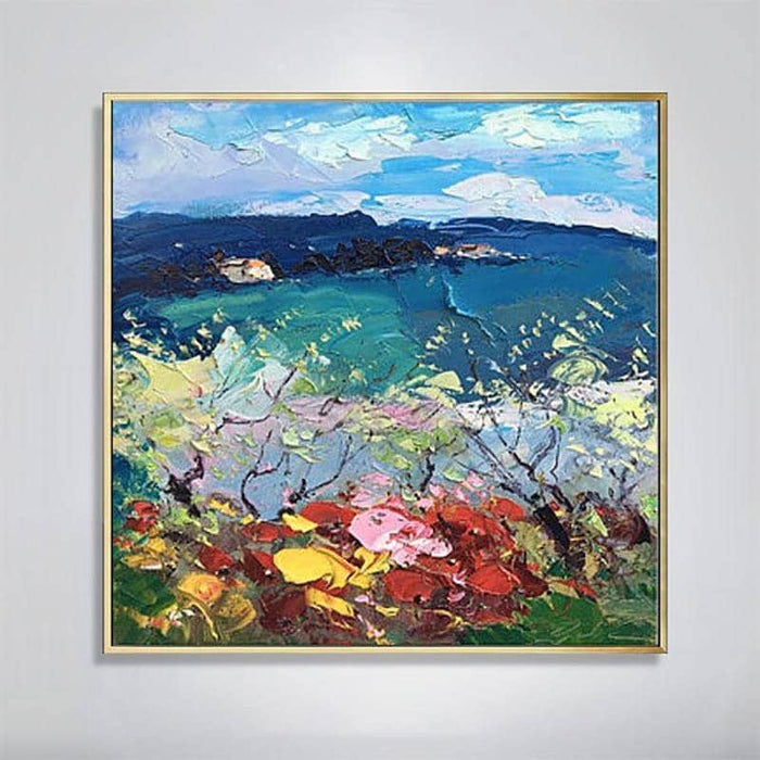 Abstract Ocean Scenery Art Poster - Hand-Painted Canvas for Serenity Indoors