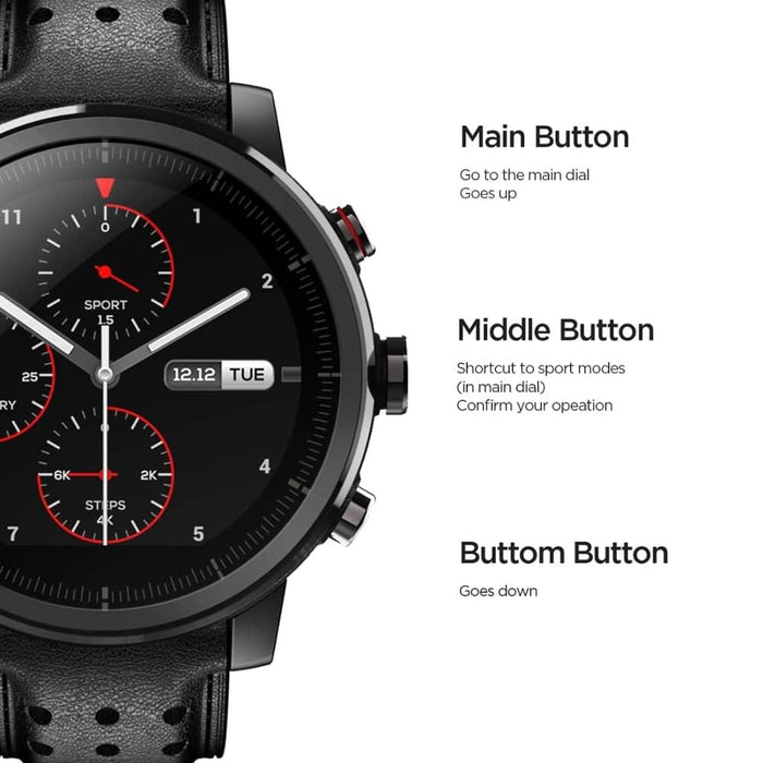 Amazfit Stratos+ Leather Strap Smartwatch - Professional