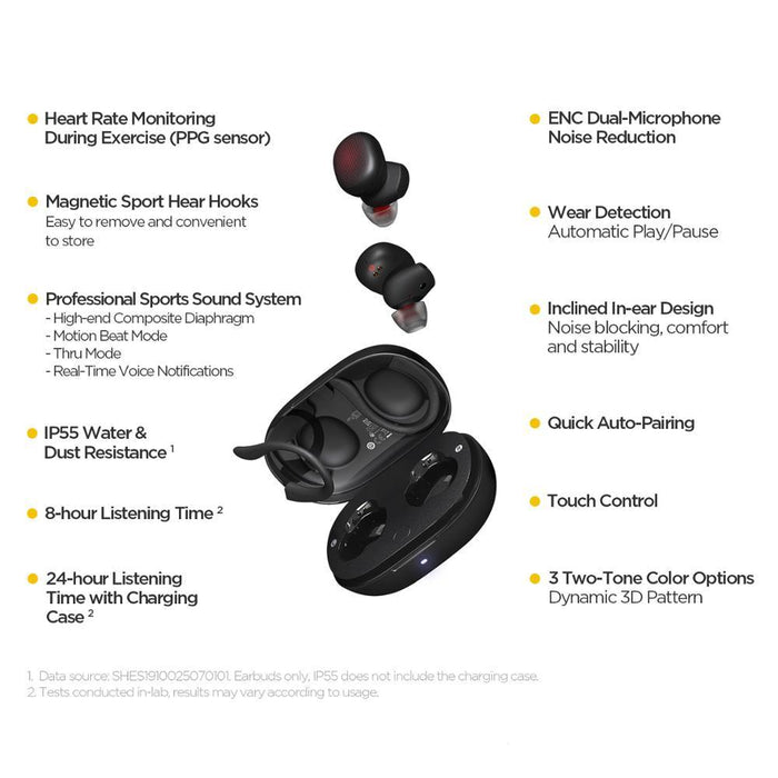 Amazfit TWS Sports Earphones - Heart Rate Monitoring & Fitness