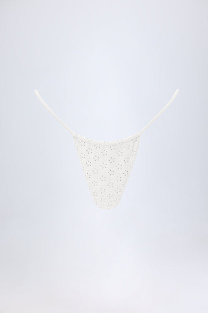 Broderie Anglaise Drawstring Bikini Bottoms in White