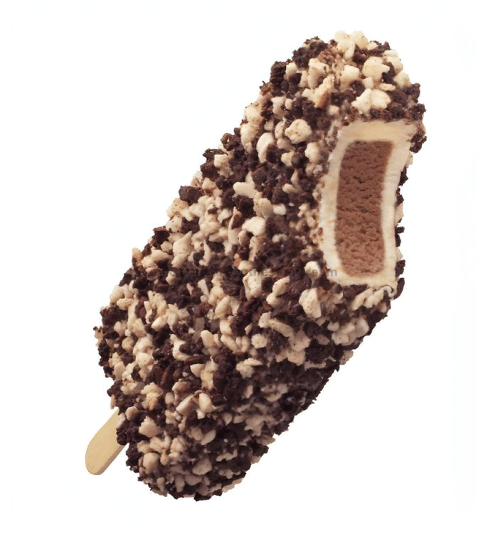Blue Bunny Chocolate Eclair Ice Cream Bar with a crunchy coating and creamy chocolate center, perfect for bulk ice cream lovers.