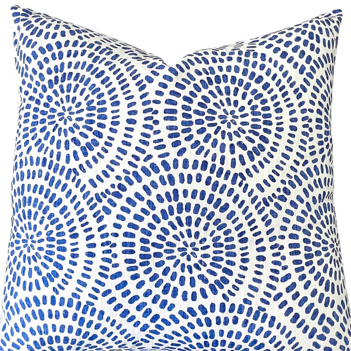 Blue & White Zen Circles Pillow Cover: Available in 10 Sizes - Annabel Bleu
